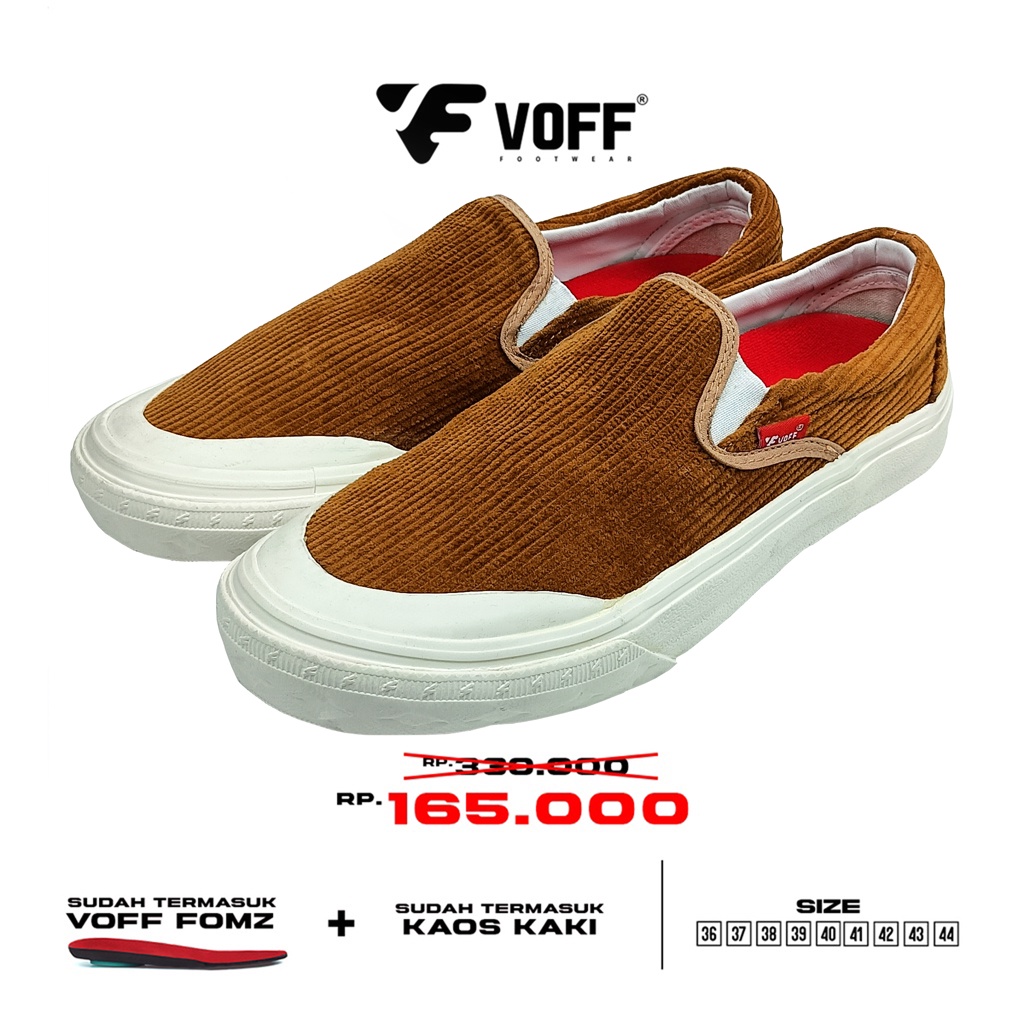 Voff - Sepatu Slip on Pria Wanita Voff Brown Edition