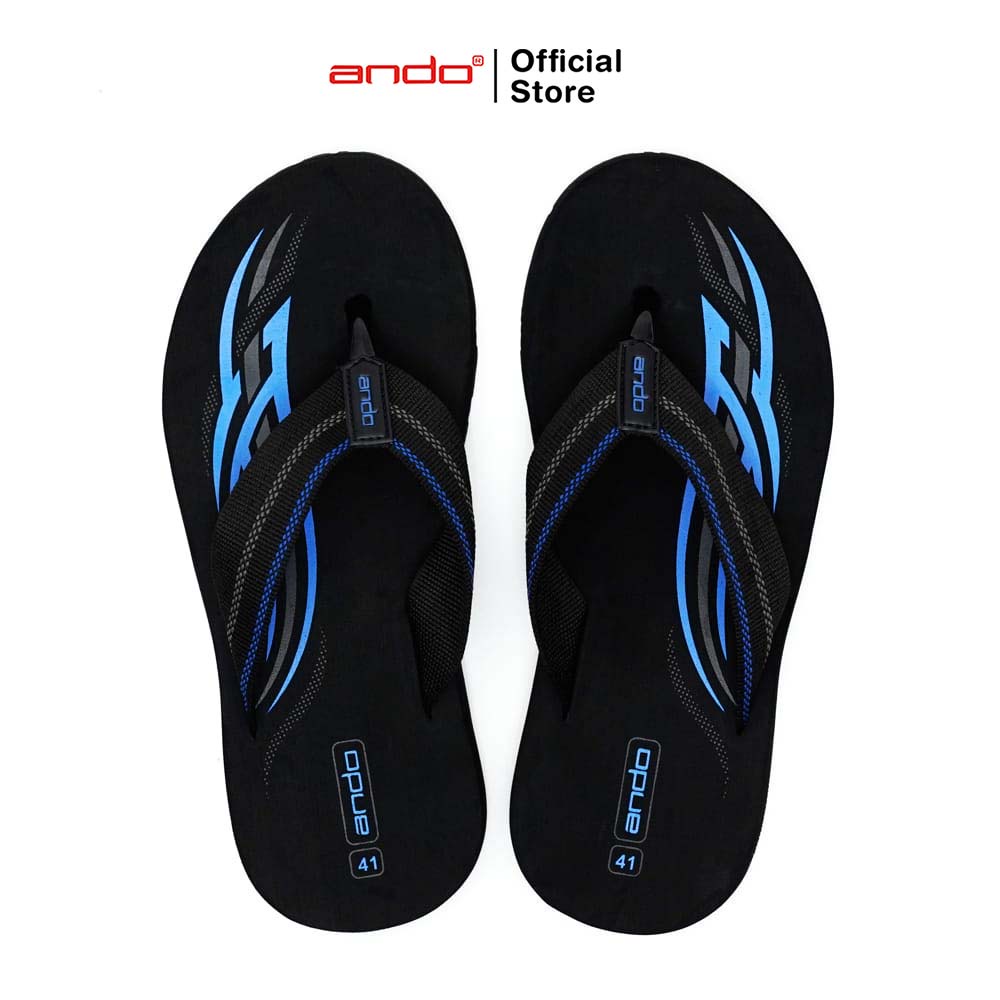 Ando Official Sandal Jepit Onfire Pria Dewasa - Hitam/Biru