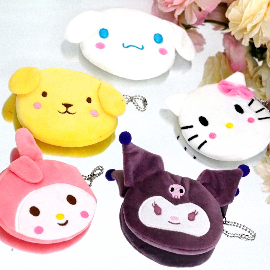 Dompet Koin Mini Cute Bahan Bulu Halus Lembut Karakter Sanrio Tempat Uang Pouch Kantong Kartu