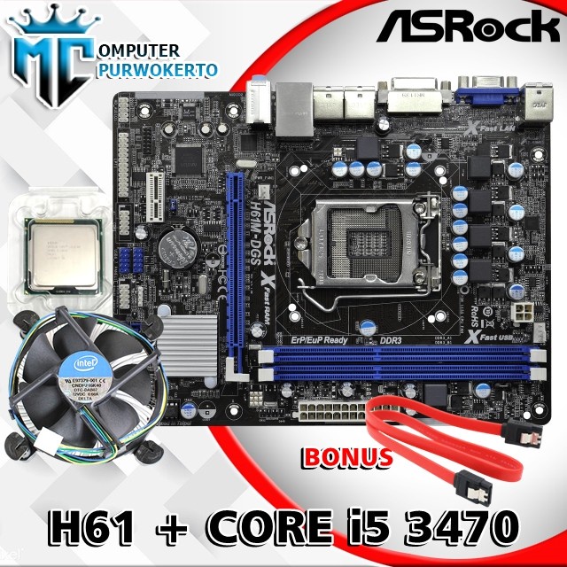 Paket Motherboard Intel LGA 1155 H61 Oem Processor Core I5 Ivy Bridge