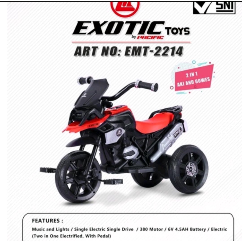 Motor Aki dan Gowes (2 Fungsi) Merk Exotic EMT 2214 Dan EMT 2234 (New)