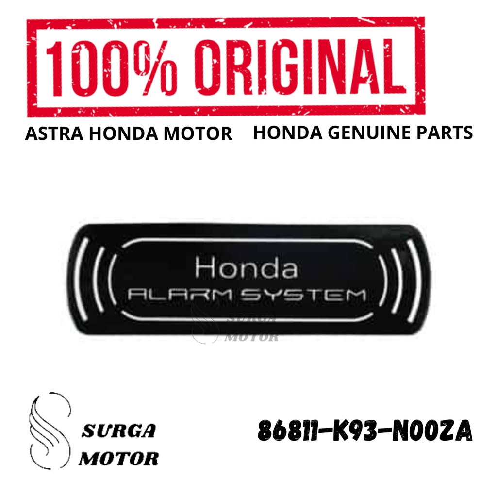 Sticker Emblem Mark Tulisan Alarm System Honda Scoopy eSP K93 Original AHM 86811-K93-N00ZA Stiker Bo
