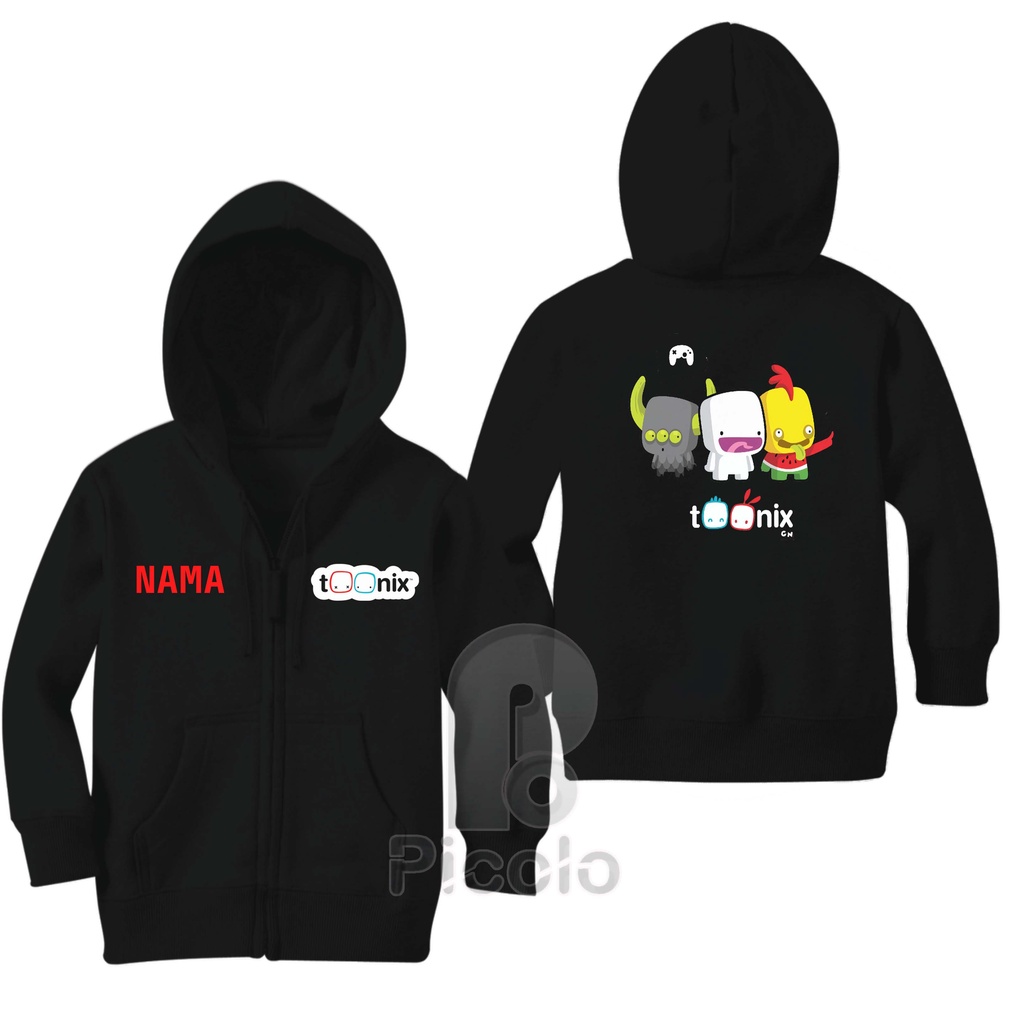 (FREE NAMA) SWEATER HOODIE ZIPPER ANAK MOTIF KARTUN/GAME TOONIX UNISEX