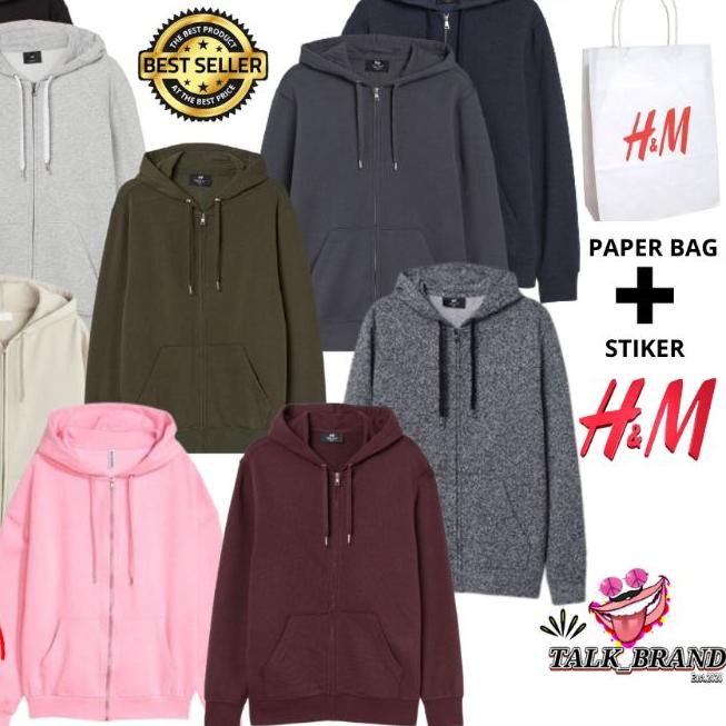 ☃ () 2.2 Zipper H&M basic polos jaket Hoodie hnm Basic Black Grey Dark Grey Navy Maroon Army FREE PA