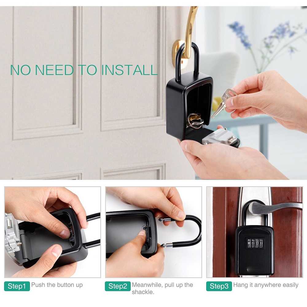 (BISA COD) FTIHSHP MOOL Gembok Kotak Brankas Safety Lock Box 4 Digit Password - G10