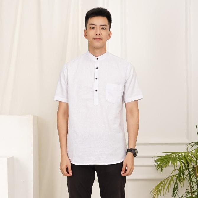 Discount SansClothingCo - Kemeja Koko Shanghai Pendek Polos Pria Putih /BAJU KOKO PRIA/BAJU KOKO DEW