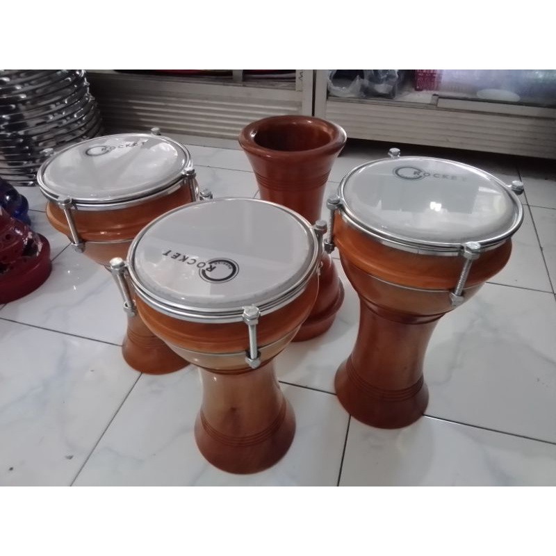 trumbuk pinggang marawis Hadroh 6 in alat musik dumbuk batu calti natural, kulit membran Taiwan original bisa untuk dewasa atau anak-anak perkusi