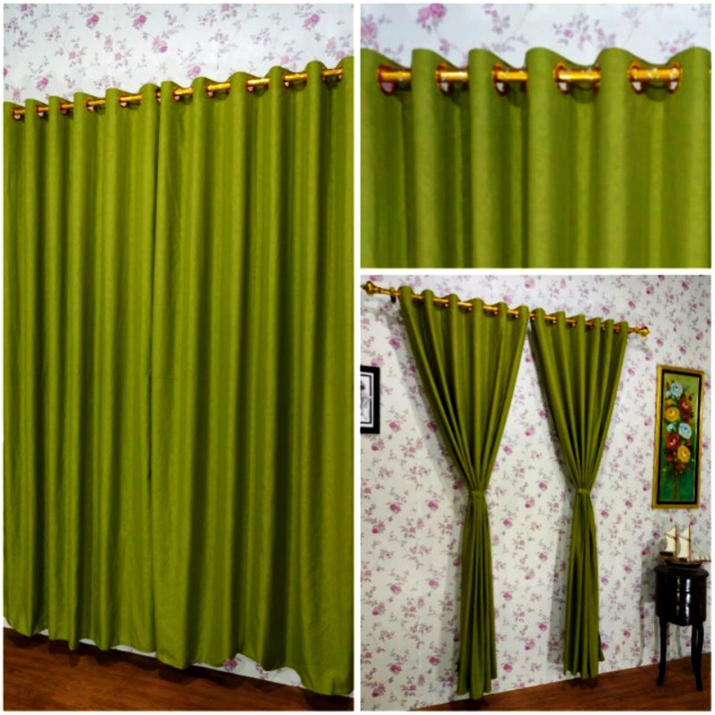 [✅COD] Gorden Hordeng Pintu Jendela Smokring 12 Ring 135x220 Polos Embos Hijau Kalem