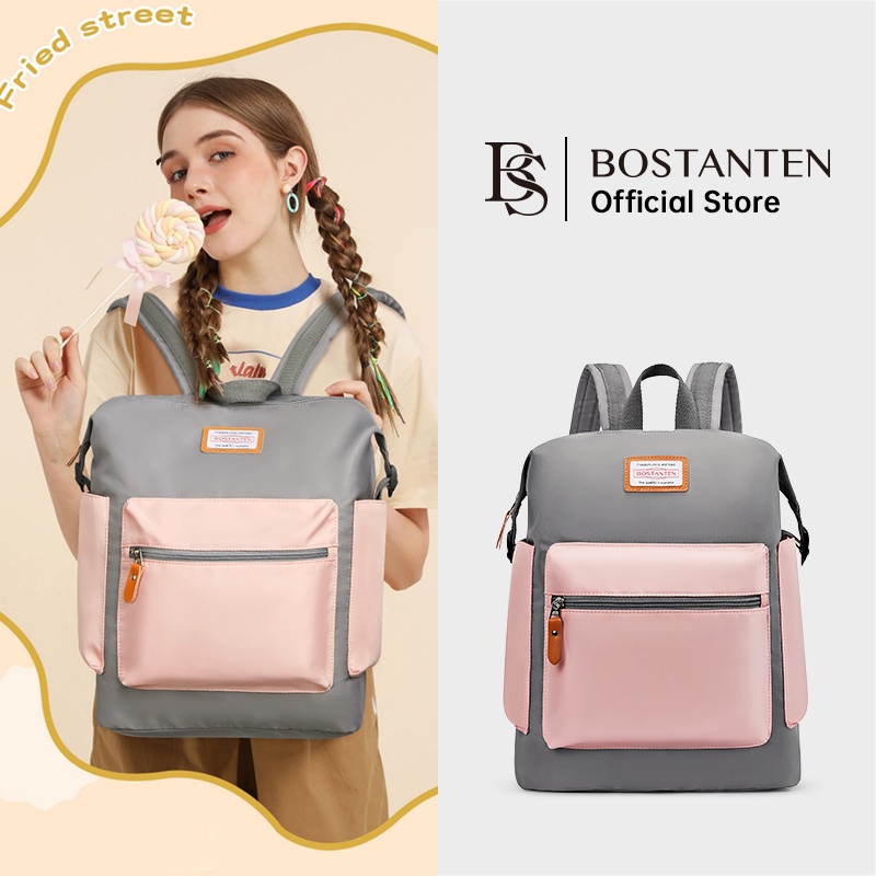 [New Arrival Rebutan lebih awal]Bostanten Ransel Pria Ransel Wanita Tas Couple Tas Kanvas Unisex Tas Pelajar Berbagai Warna