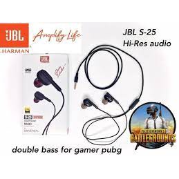 HEADSET JBL S-25 HANDSFREE S25 UNIVERSAL WITH MIC EARPHONE JBL S25 DOUBLE BASS