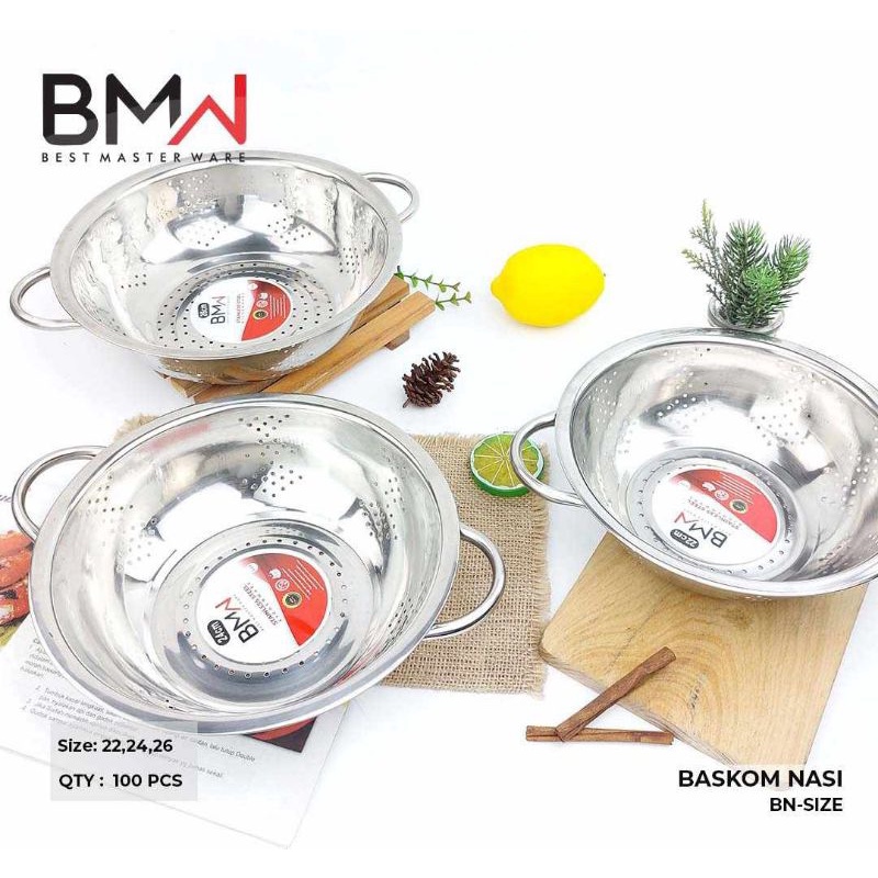 [BMW] Baskom nasi stainless 22-24-26 cm Sangku Nasi Ceting nasi Stainless Steell