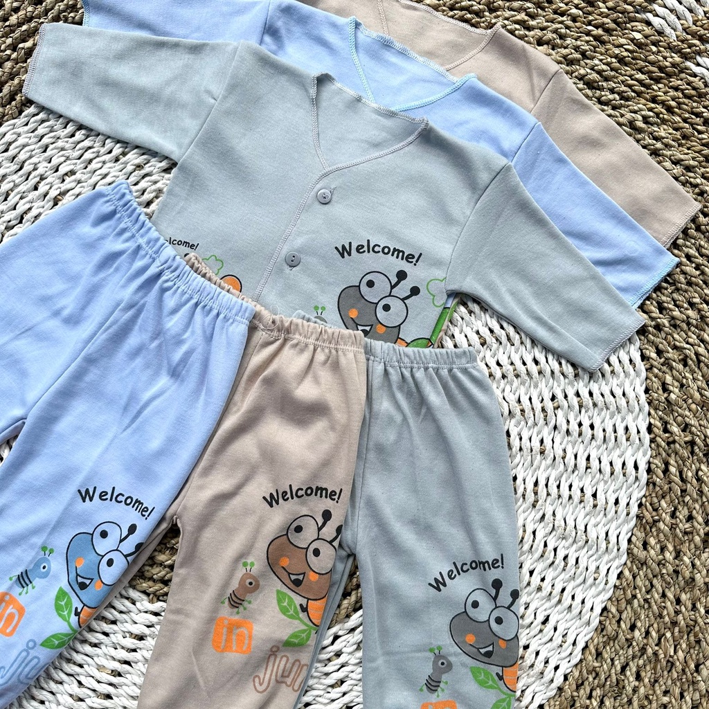 3pcs Baju lengan panjang+ Celana panjang bayi setelan bayi new born setelan bayi baru lahir stelan warna dan motif lucu gift bayi