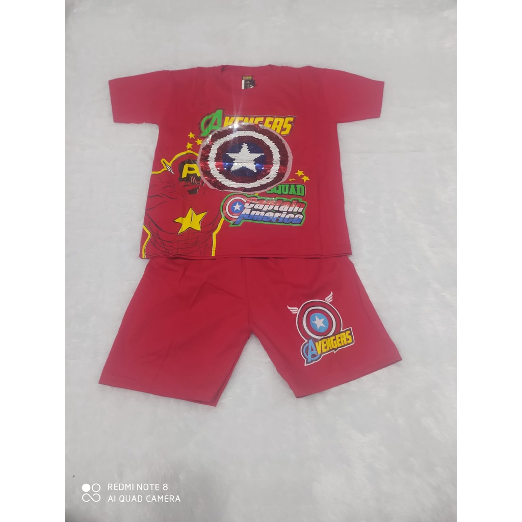 ( JB99 ) Baju Setelan Anak Laki Motif Avenger Usap Balik