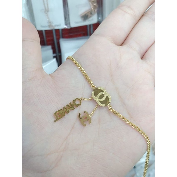 gelang kaki rantai ch*n*l titanium anti karat anti luntur