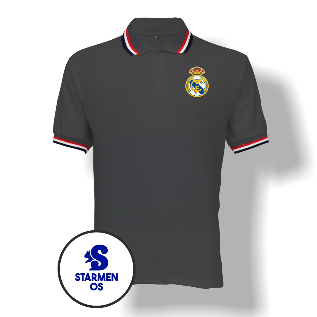 Kaos Wangki Polo T-Shirt Pria Kerah 3 List Logo REAL MADRID