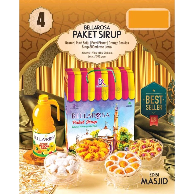 

kue kering bellarosa paket sirup edisi masjid isi 4 toples +1 sirup 800ml