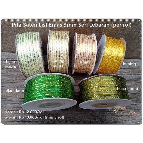 

Gpita-50 : Pita Saten List Emas 3Mm Seri Lebaran (Per Rol) 043