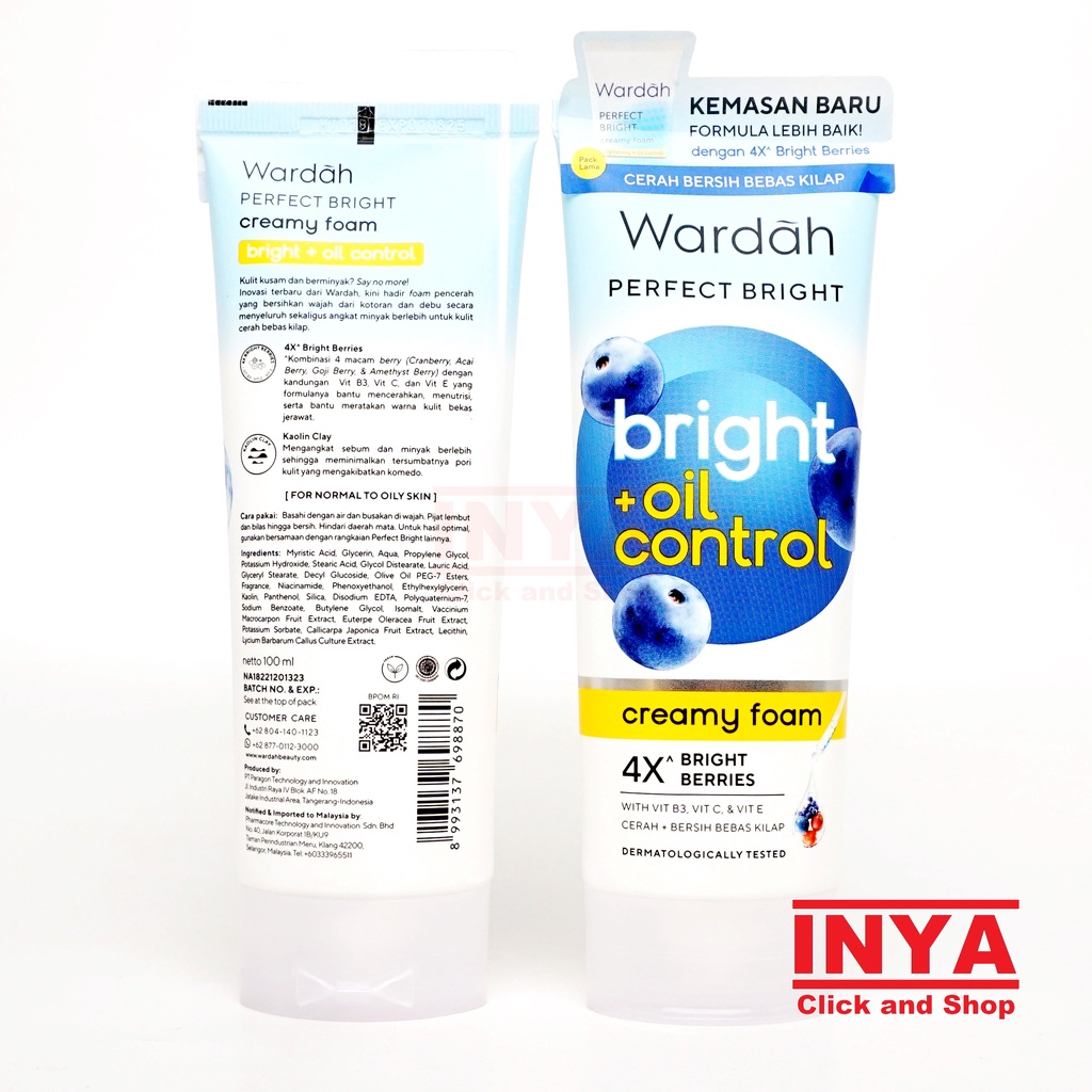 WARDAH PERFECT BRIGHT CREAMY FOAM OIL CONTROL 100ml - Sabun Wajah