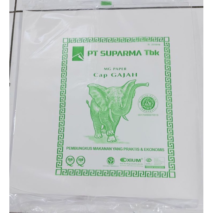 kertas nasi putih 25x27cm Gajah/HARGA GROSIR LEBIH MURAH 1400,- /2PACK + POTONGAN DISKON VOUCHER/ker