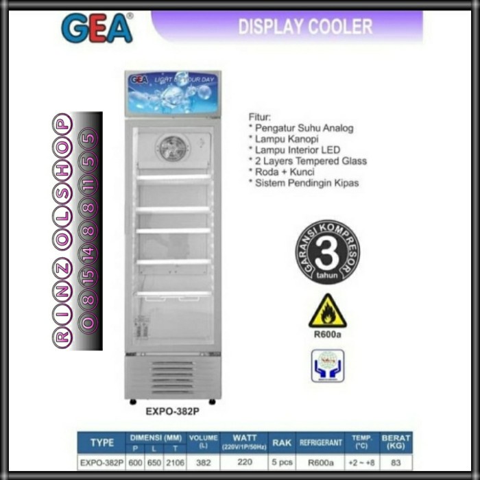 

Showcase Gea Expo-382P Display Cooler Temper Glass 382 L Star Seller