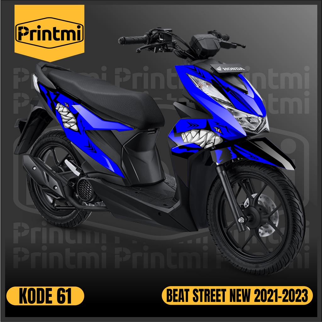 Printmi Stiker Motor Beat Street New 2024 2023 2021 2022 Full Body Shark Decal Sticker Honda Hiu Var