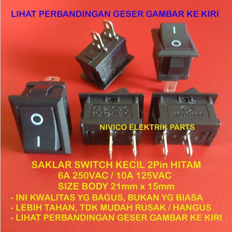 Saklar Switch Kecil 2 Pin On Off/ Rocker Switch Kecil 2Pin/ Saklar Power/ Saklar Lampu