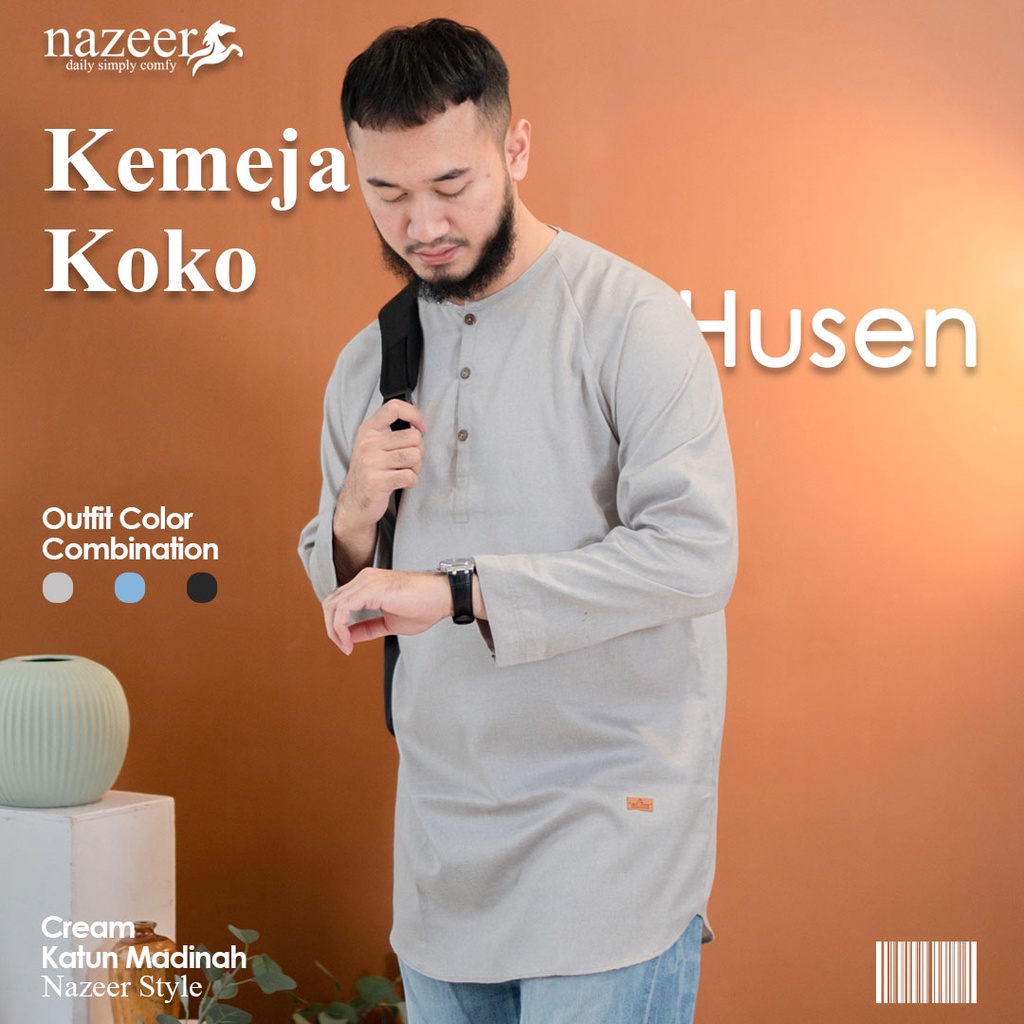 NAZEER Koko Pria Basic Simpel Elegan Lengan Panjang HUSEN