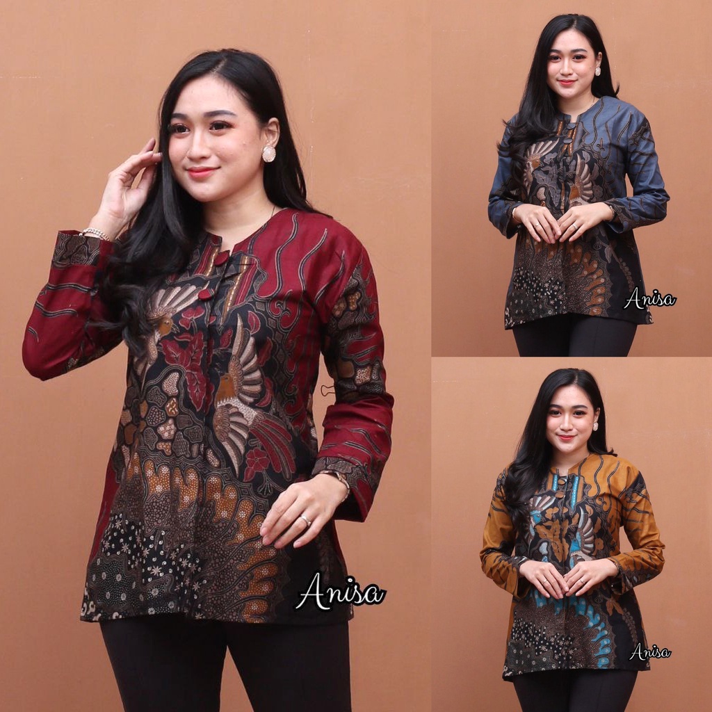 Baju Batik Wanita Modern Atasan Blouse Kerja Kantor Wanita