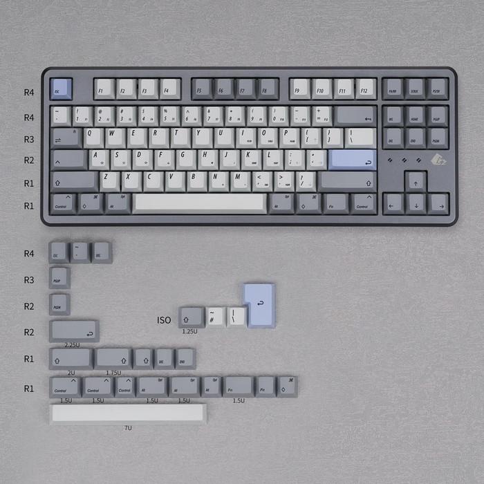 KBDFans Blue & Gray PBT Cherry Dyesub Keycaps Set