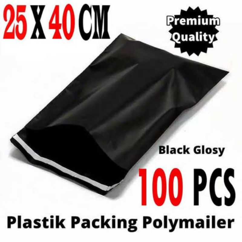 

Plastik Packing Olshop Online Shop ol on shop Polymailer Warna Hitam Semi Glossy 25x40isi 100 pcs Tebal Glossy MURAH