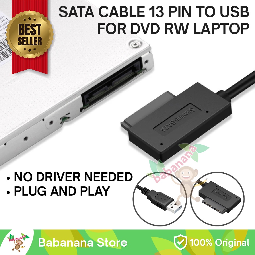 Kabel Slim Line Sata to dual usb dvd rw rom external konverter adapter