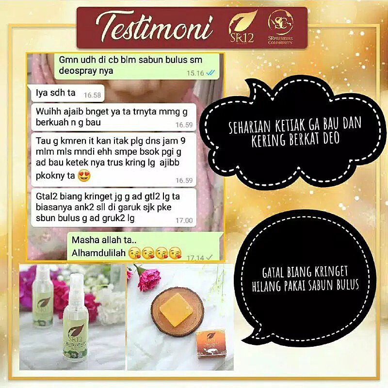 Deodorant Spray SR12 Original Cegah Bau Badan Keringat Premium Reguler 60 ml SR 12 Official