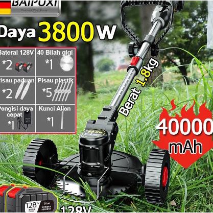 SALE TERBARU Mesin Potong Rumput Jerman Baipuxi 3800W 1800mAh 10 Baterai