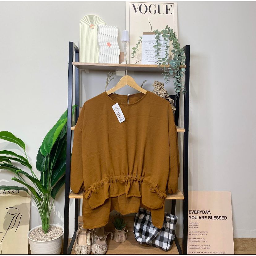 Atasan Wanita Airflow / Blouse Jennie Serut Depan Crinkle Airflow Premium / Blouse Crinkle Viral