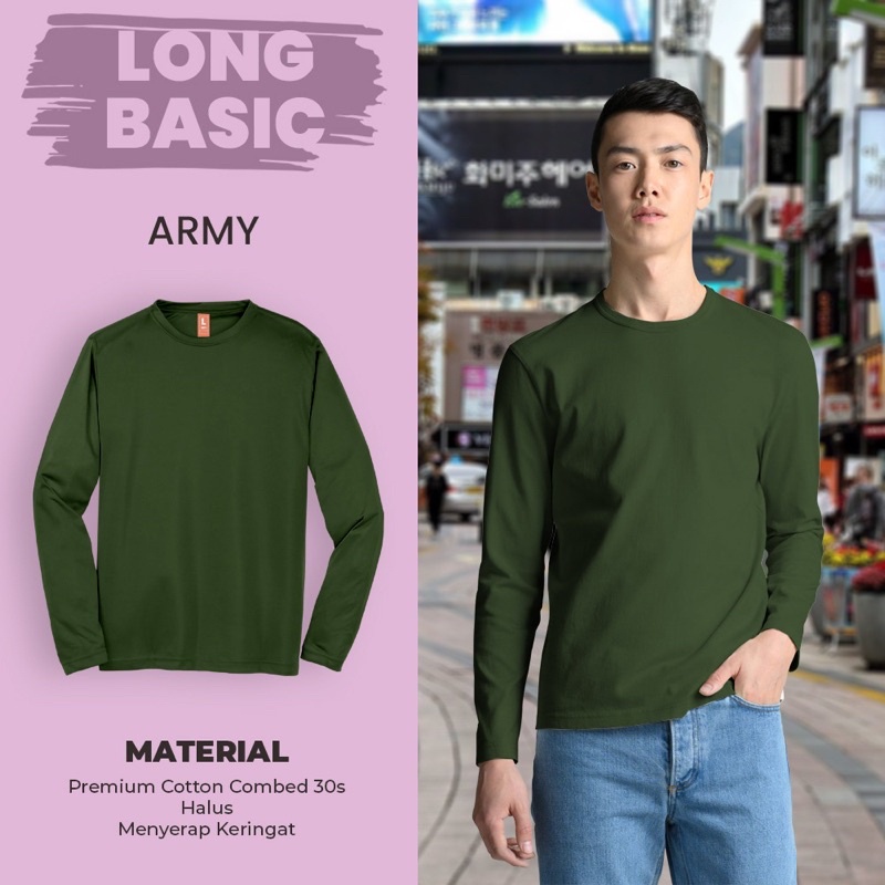 BISA COD baju TANGAN PANJANG kaos LENGAN PANJANG polos LONGSLEVE pria wanita pakaian warna basic navy atasan nyaman fashion termurah unisex premium T-shirt katun