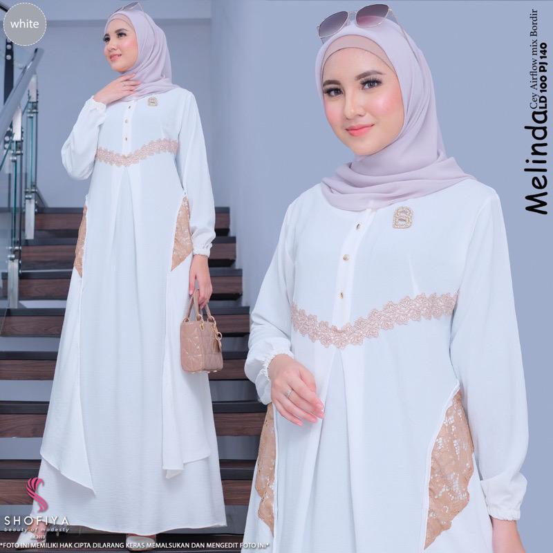 Gamis Terbaru Melda Maxy Dress Brukat Baju Kondangan Wanita Kekinian Melinda Dress Ori Shofiya Crinkle AirFlow Gaun Pesta Muslimah