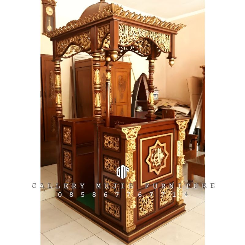 Mimbar masjid besar kayu jati mimbar masjid ukir gebyok terbaik mimbar masjid Kubah terbaru