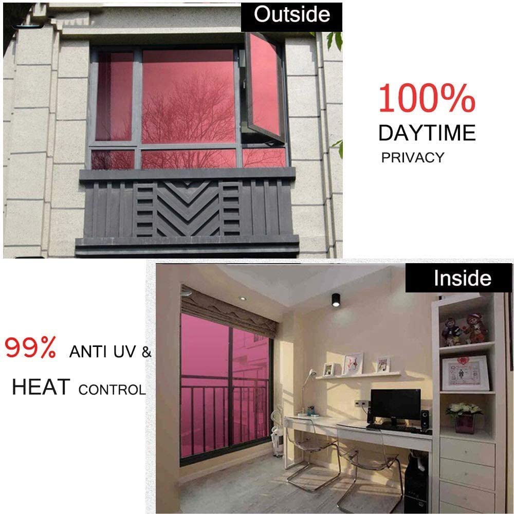 Stiker Kaca Film Jendela Rumah Wallpaper Sticker Kaca Film One Way Cermin Silver Merah