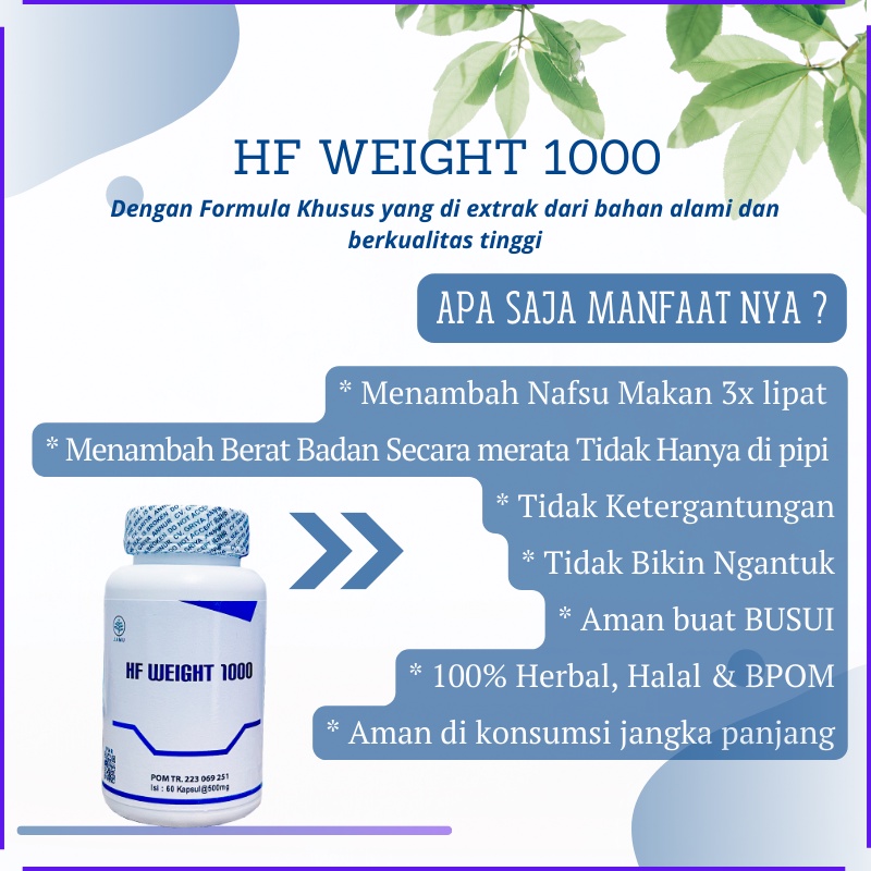 Weight 1000 Suplemen Penggemuk Badan Mass Gainer 60 Kapsul