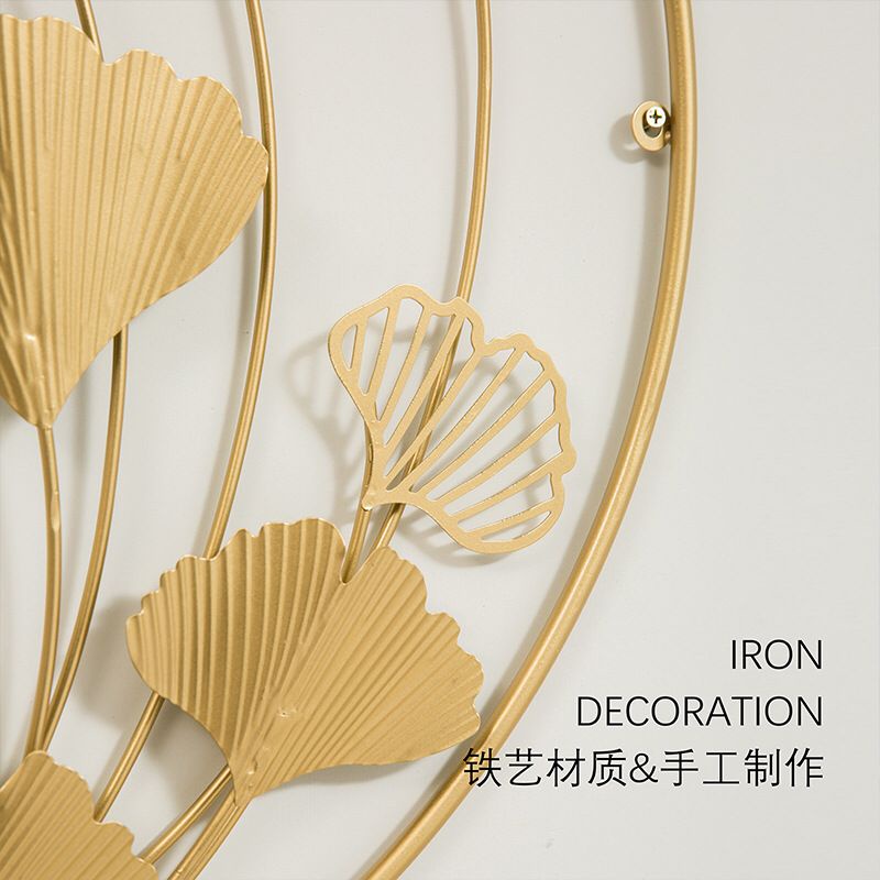 Hiasan Dinding Sepasang Gingko 1/2 Lingkaran / Wall Decoration Iron Gold Mewah