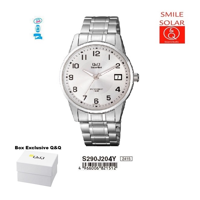 Jam Tangan Pria Classic Casual Business Rantai Stainless Steel Tanggal Analog Original Q&amp;Q QnQ QQ S290 S290J