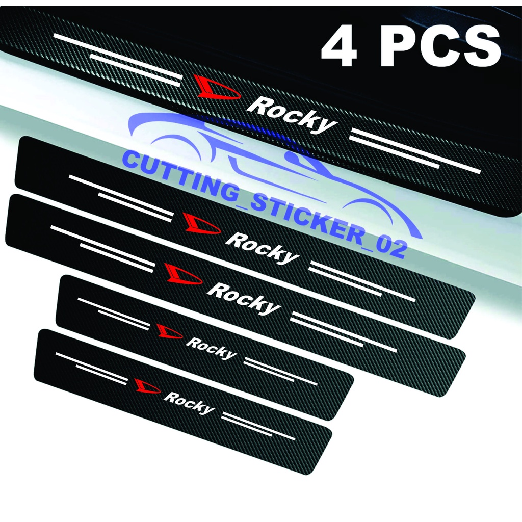4PCS SILLPLATE CARBON 3D MOBIL ROCKY STICKER KARBON 3D PIJAKAN KAKI MOBIL DAIHATSU ROCKY