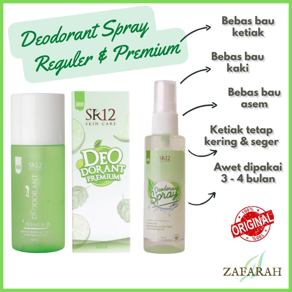 SR12 Deodorant Spray SR 12 Deo Spray Penghilang Bau Badan Ketiak Kaki Helm Deodoran Tawas Non Alkohol Tanpa Noda Baju 60ml