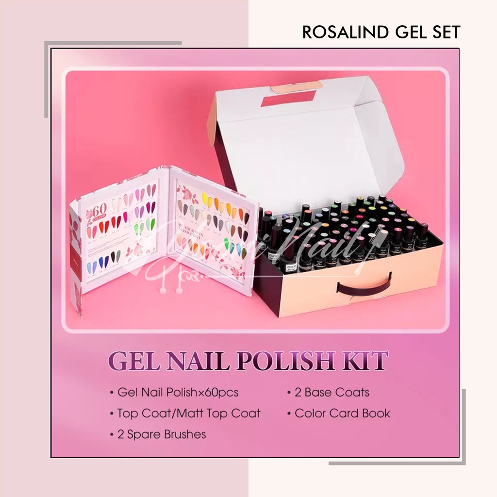 Rosalind gel polish set 60 color top coat base coat nail gel rosalind paket gel polish