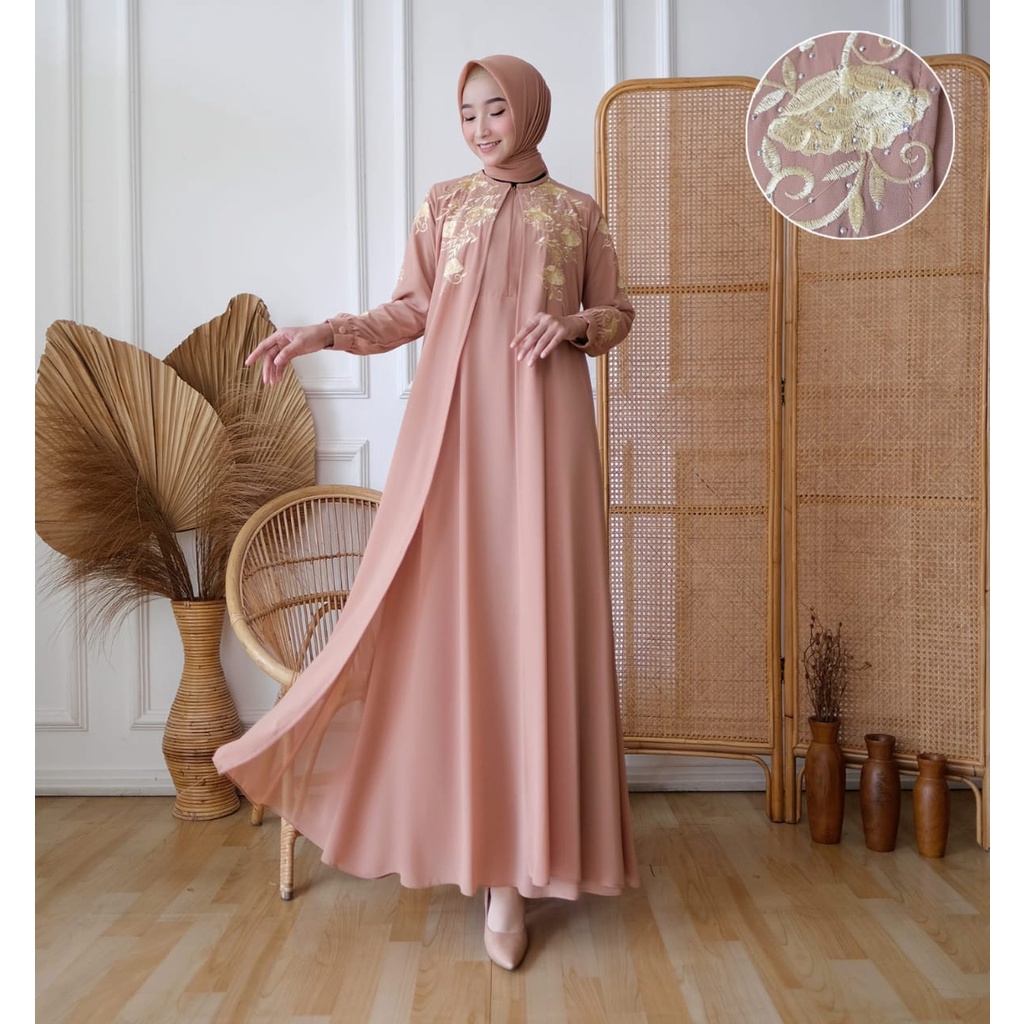 Gamis Hajrah Atiqah || Dress Muslim Wanita || Gamis Lebaran Mewah Payet Terbaru 2023 || Fashion Kekinian ~ DVN STYLE