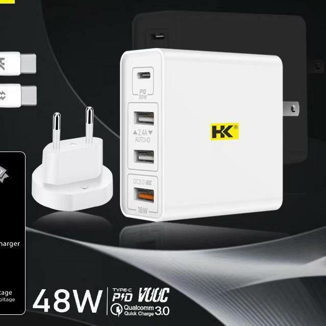 ❅ CHARGER HK 48W 3USB PD QUALCOMM 3.0 VOOC TYPE C TO C HK D23 ❊