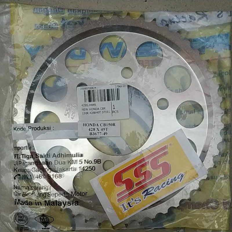 Gear belakang SSS CB150R tebal 428 lubang 6