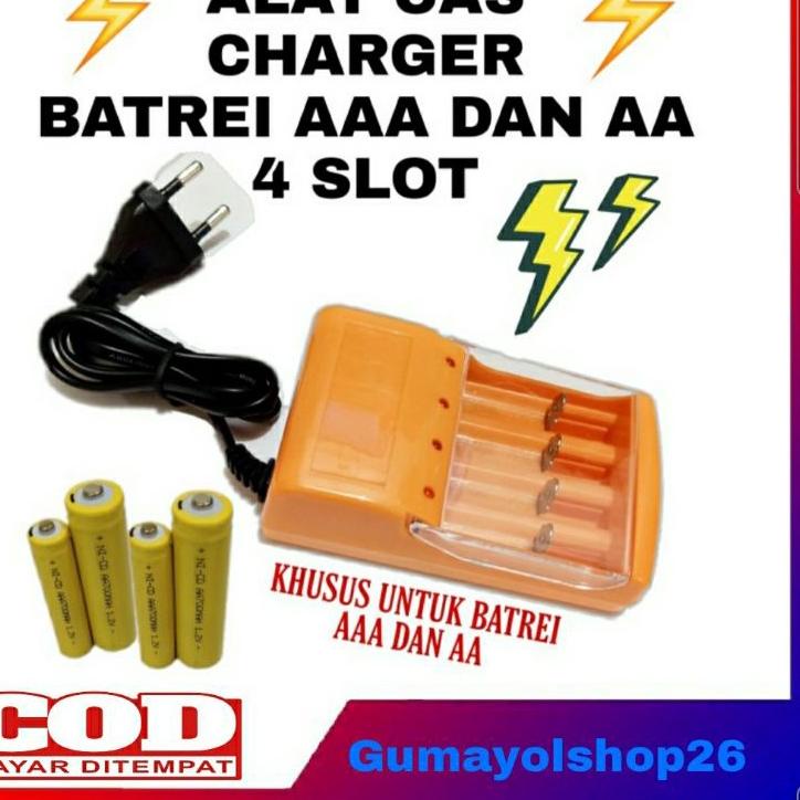 12.12 ✨Promo✨ Charger Baterai 4Slot AA Dan AAA  / Alat Cas baterai 4slot AA AAA / Cas batrei 4Slot g