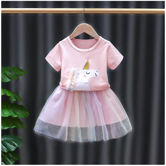 Setelan UNICORN TANDUK KUNING PINK UNGU ROK import setelan tutu anak impor baju anak cantik rok tutu