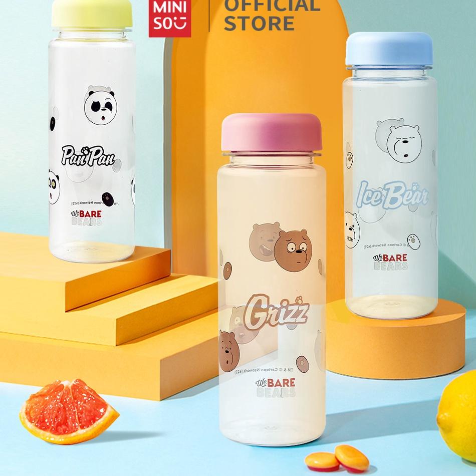 ➯ MINISO Botol Minum We Bare Bears Botol Air Minum 500ml Botol Air Dingin Plastik Botol Minum Botol 
